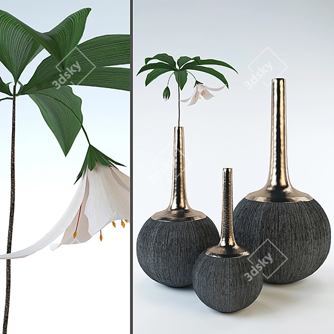 Elegant Floral Vases: the Perfect Home Decor 3D model image 1