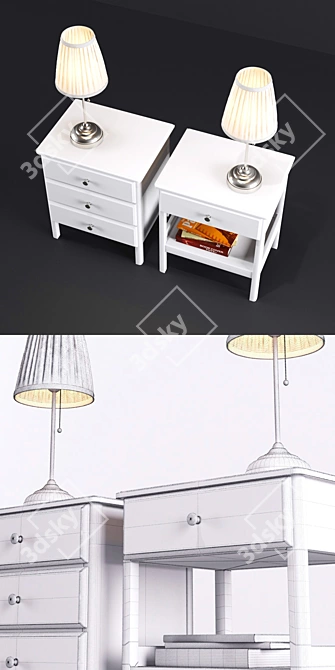 Elegant White Bedside Table 3D model image 3