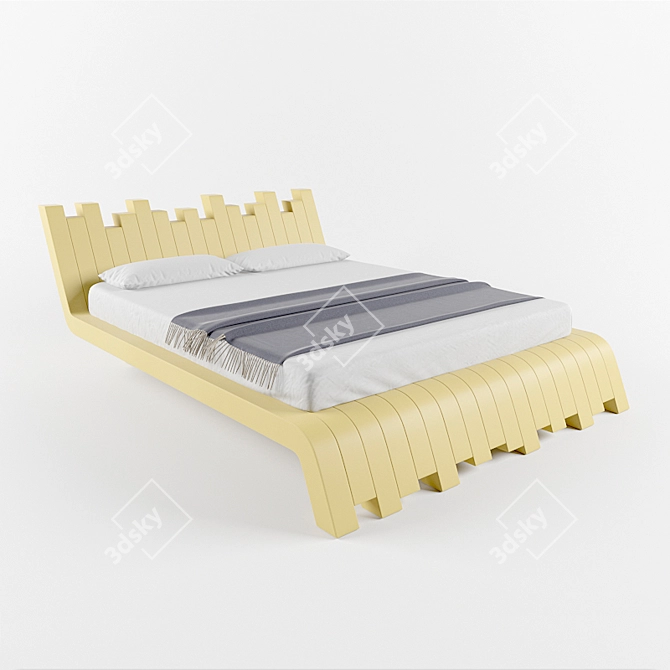 Cubed Modern Bed - Sleek and Stylish 3D model image 1