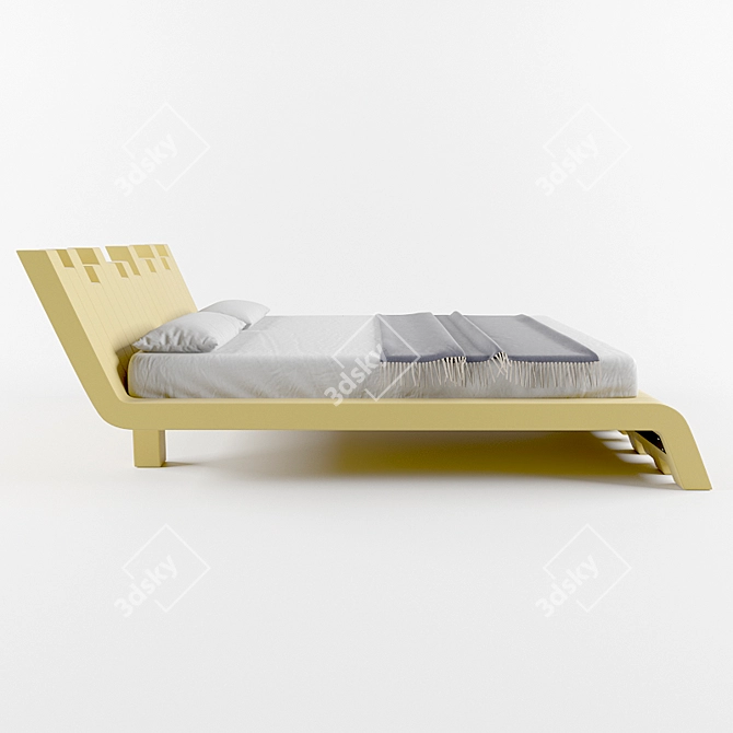 Cubed Modern Bed - Sleek and Stylish 3D model image 2