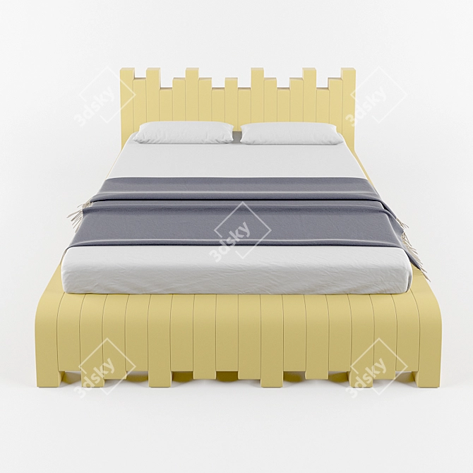 Cubed Modern Bed - Sleek and Stylish 3D model image 3