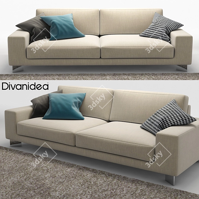 Elegant Italian Sofa: Square Collection 3D model image 1