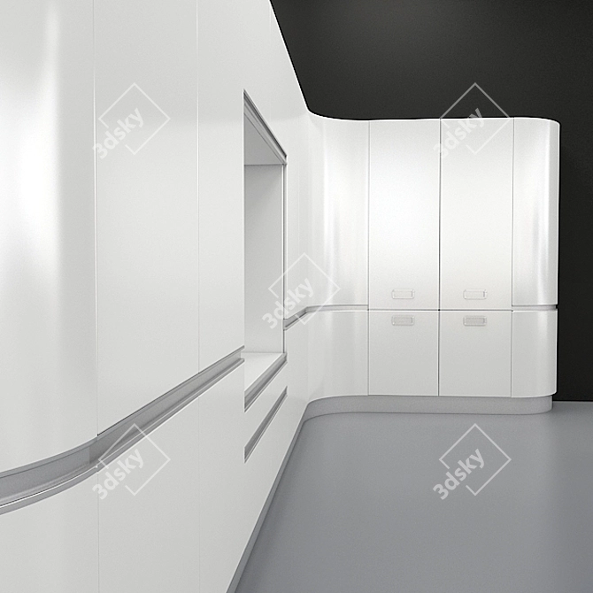 Contemporary Kitchen Island & Pantry 3D model image 3