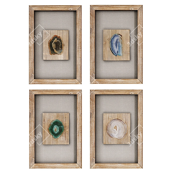 Natural Agate Stone Wall Art 3D model image 1