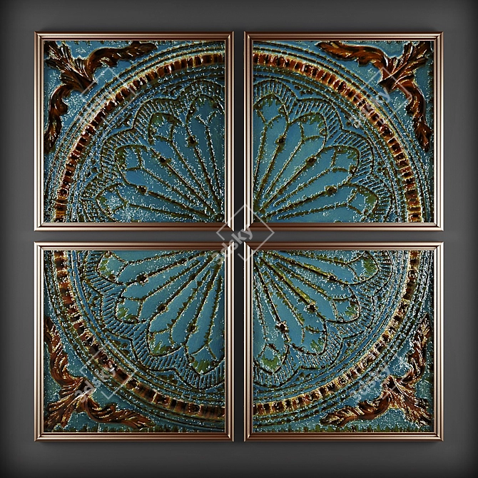 Ethnic Metal Wall Panels 3D model image 3