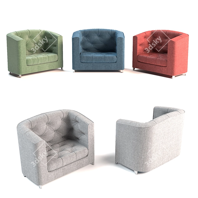 Cozy Seating: Single & 3-Seater 3D model image 2