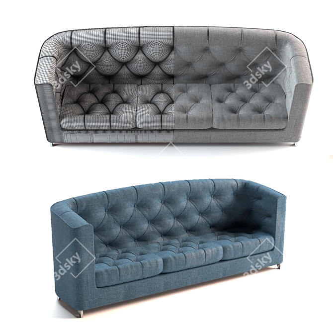 Cozy Seating: Single & 3-Seater 3D model image 3