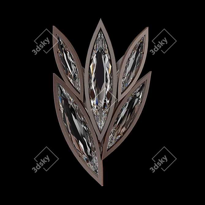 Marquise Bronze Sconce with Faceted Crystals 3D model image 1