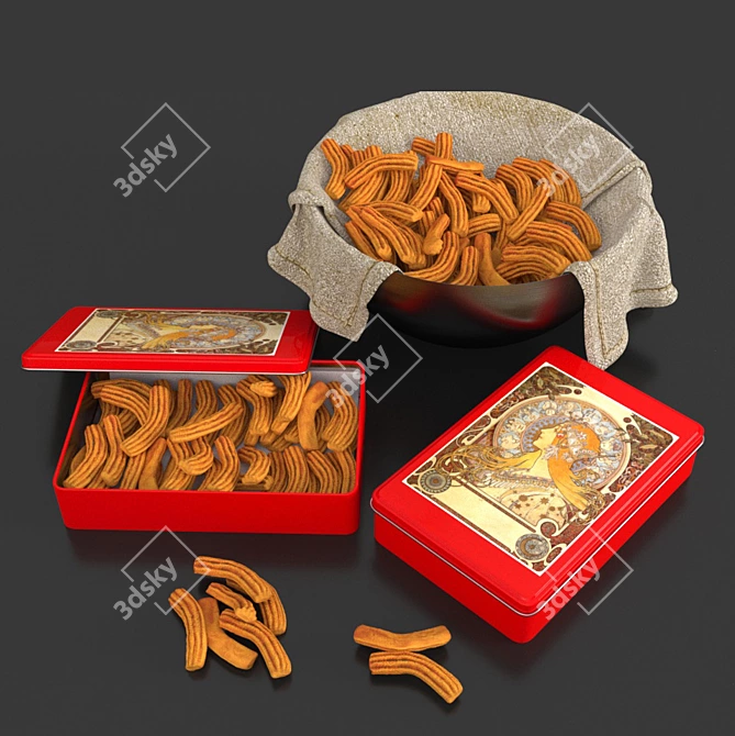 Artisanal Metal Boxed Biscuits 3D model image 1