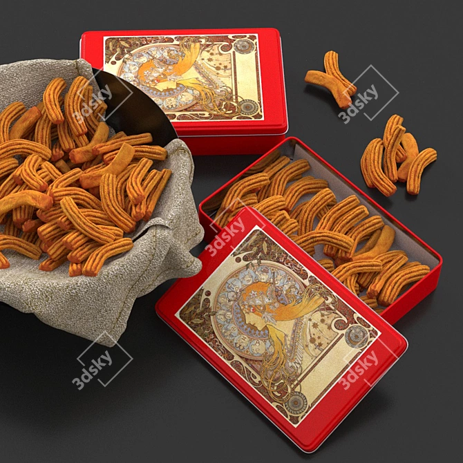 Artisanal Metal Boxed Biscuits 3D model image 2