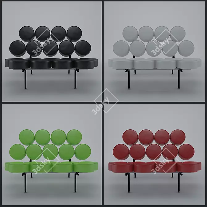 Modern Circle Sofa in Black 3D model image 2
