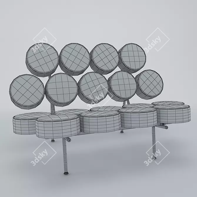 Modern Circle Sofa in Black 3D model image 3