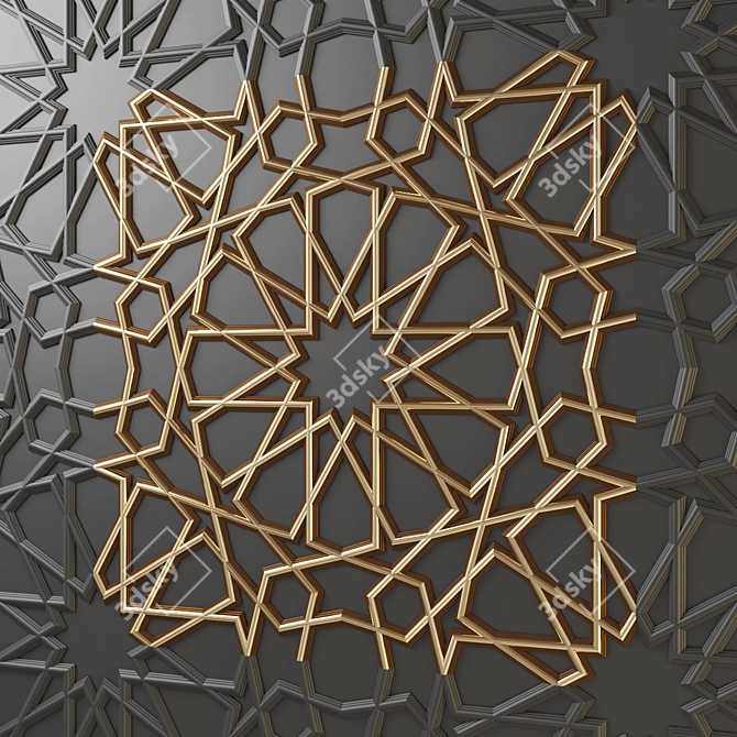 Arabic Ornamental Wall Panel 3D model image 1