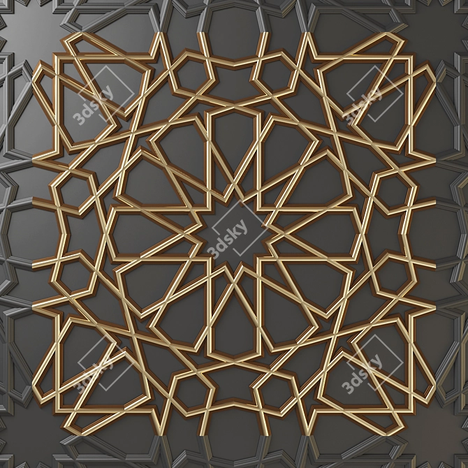 Arabic Ornamental Wall Panel 3D model image 2