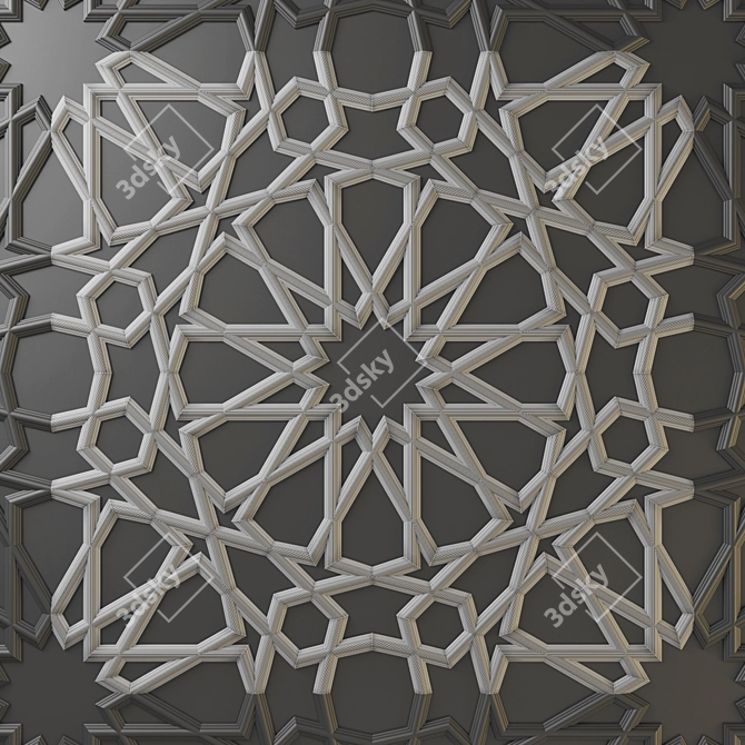 Arabic Ornamental Wall Panel 3D model image 3