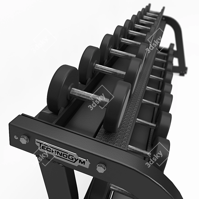 Technogym Pure Strength Adjustable Bench & Free Weights 3D model image 2