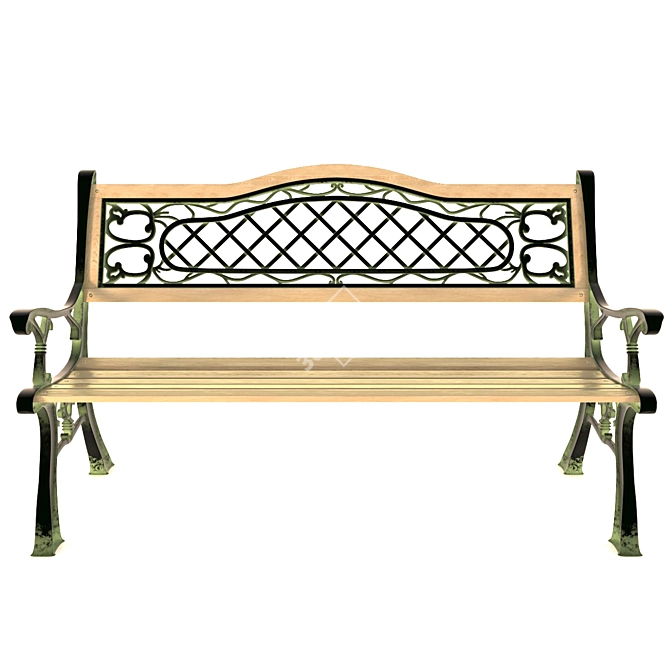 Classic Cast Iron Garden Bench 3D model image 1