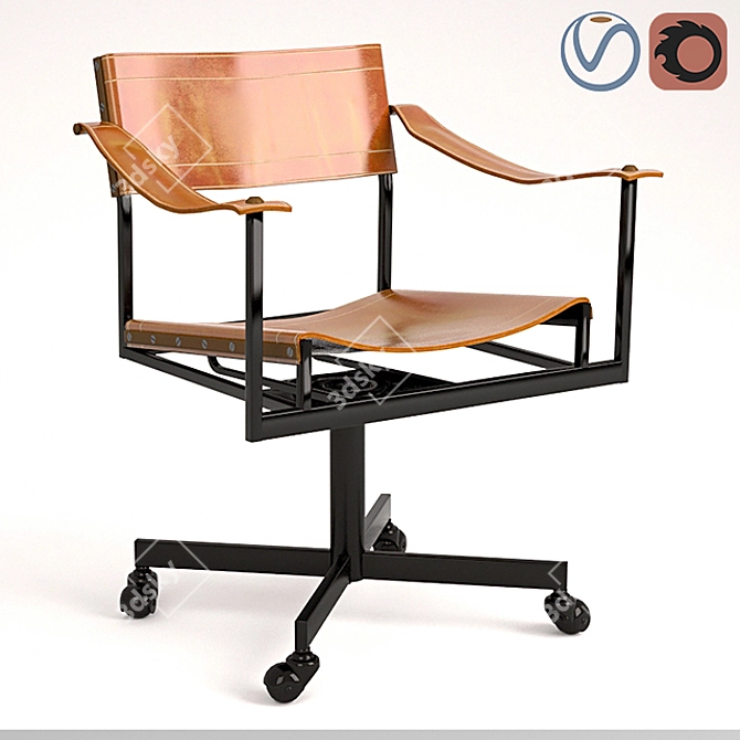 Vintage Leather Office Chair 3D model image 1