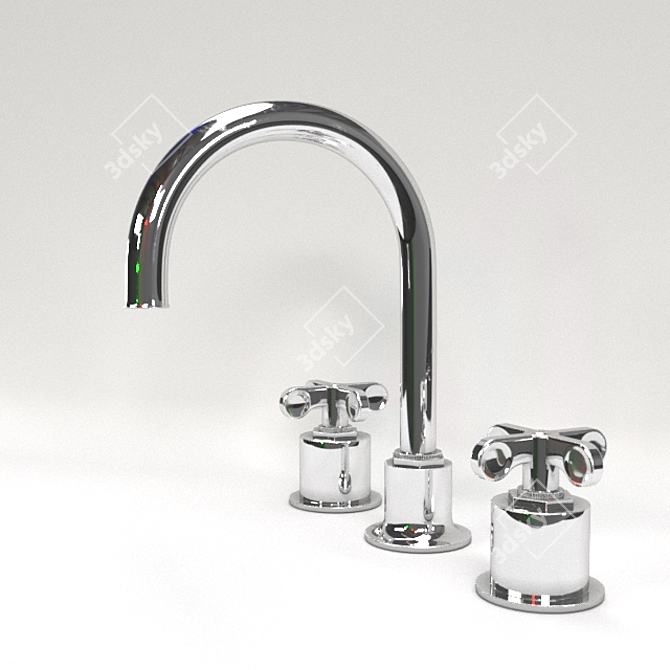 Elegant Rim Mounted Basin Mixer 3D model image 1