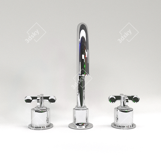 Elegant Rim Mounted Basin Mixer 3D model image 2