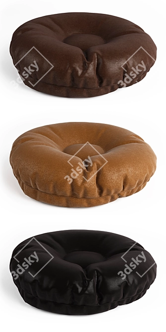 Leather Puck Pouf - Stylish and Versatile 3D model image 2