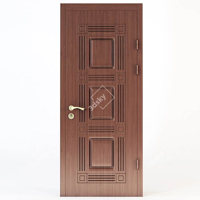 Elegant MDF Coated Steel Door 3D model image 1