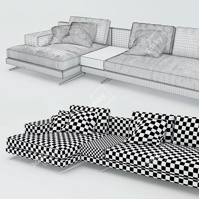 Modern Corner Chaise Sofa 3D model image 3