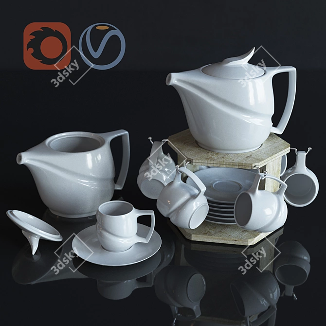 Elegant Tea Set for Delightful Moments 3D model image 1