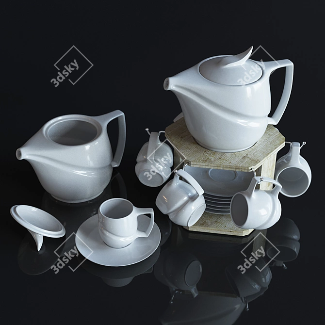 Elegant Tea Set for Delightful Moments 3D model image 2