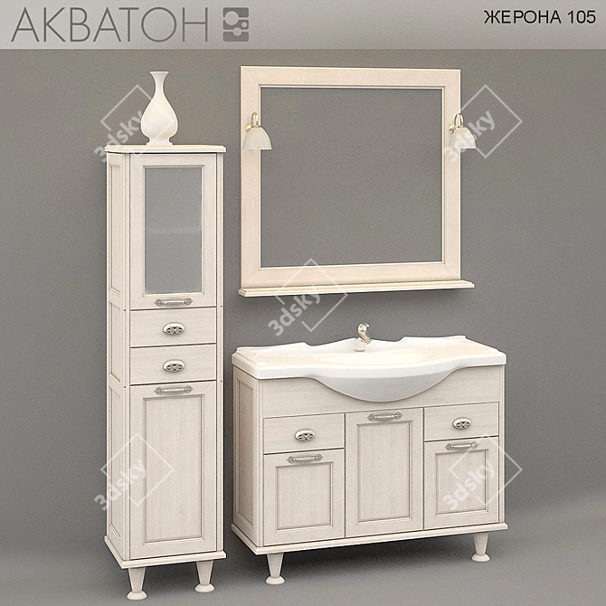 Classic Style 105cm Furniture with File Cabinet 3D model image 2