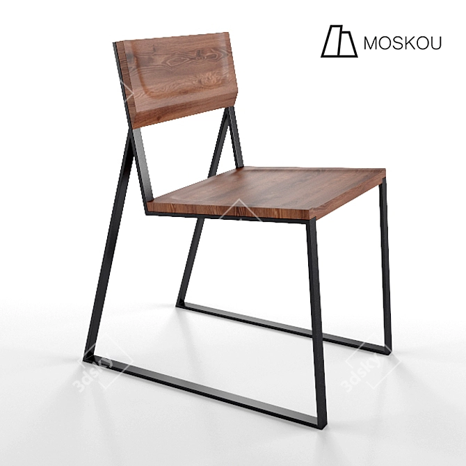 Modern Dub and Steel Chair 3D model image 1