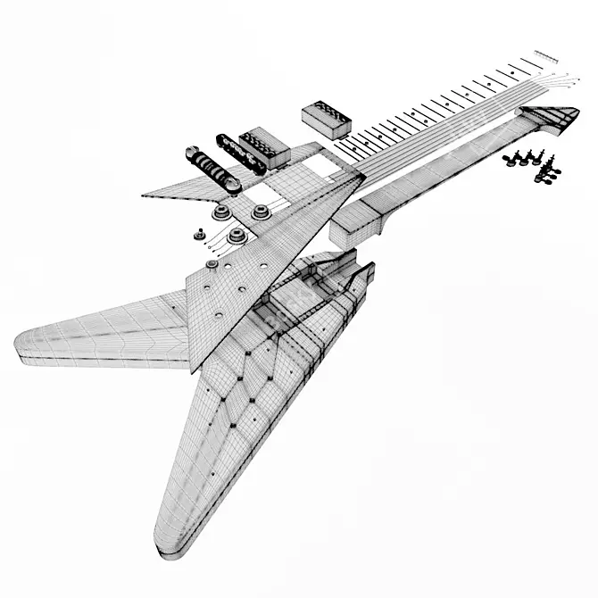 Innovative Arrow-Shaped Flying-V Guitar 3D model image 3