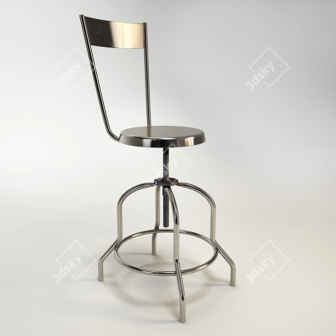 Retro Spin: Vintage Swivel Stool 3D model image 2