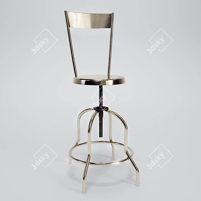 Retro Spin: Vintage Swivel Stool 3D model image 3