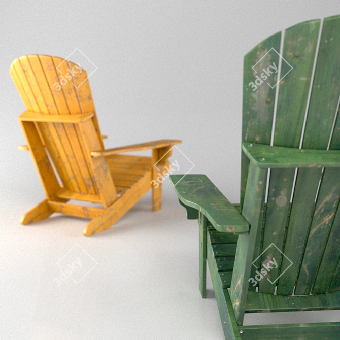 Classic Adirondack Chair: Timeless Outdoor Comfort 3D model image 3
