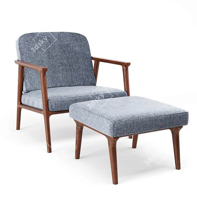 Zio Lounge Chair: Elegant Oak Lounge Chair by MOOOI 3D model image 4