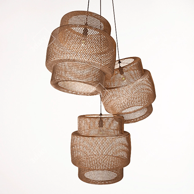 Woven Elegance: Wicker Chandelier 3D model image 1