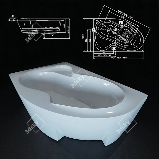 Ravak Rosa II Bathtub - 170x105 L/R 3D model image 2