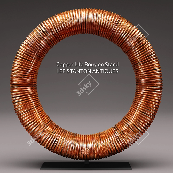 Vintage Copper Life Buoy 3D model image 1