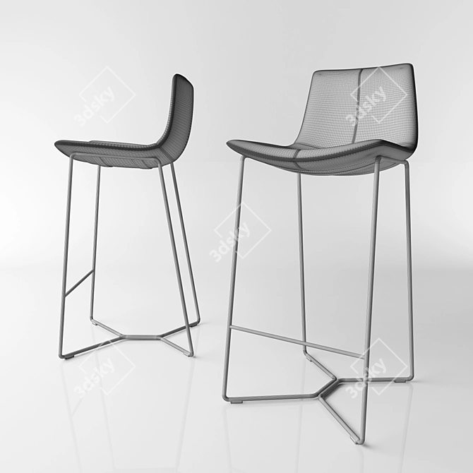 Sleek Leather Bar Stools 3D model image 2