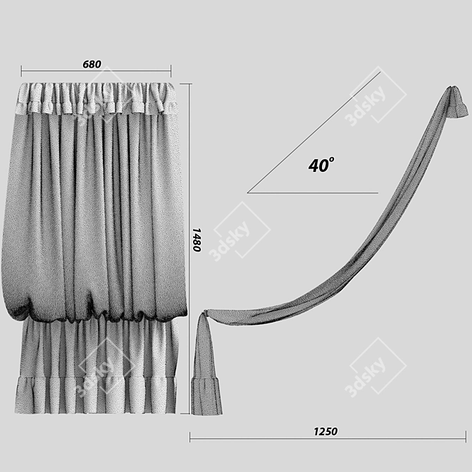 Attic Curtain Solution | Space-Saving Drapes 3D model image 2