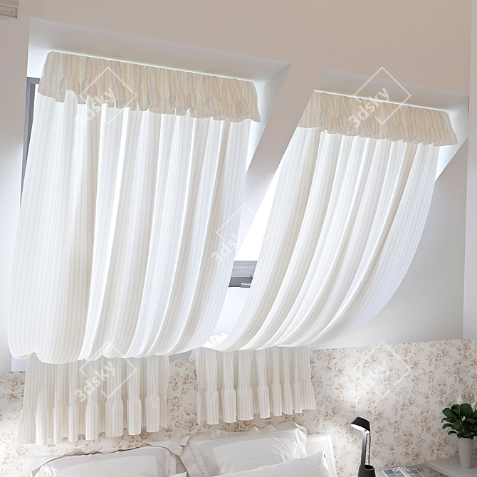 Attic Curtain Solution | Space-Saving Drapes 3D model image 3