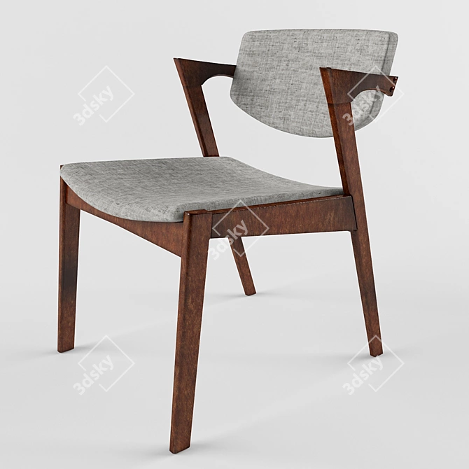 Kai Deep House Chair - Walnut + Grey Fabric 3D model image 1