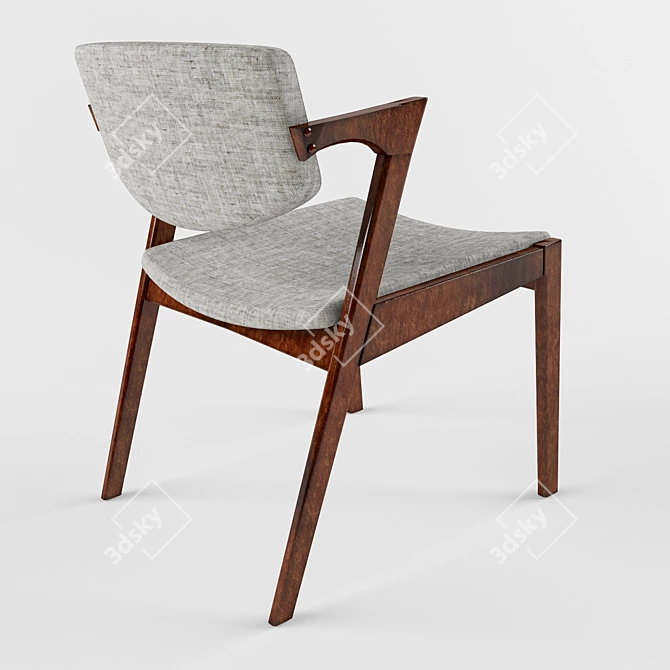 Kai Deep House Chair - Walnut + Grey Fabric 3D model image 2