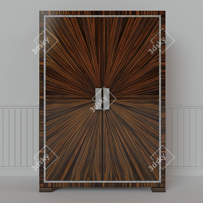 Sleek Black Key Radial Cabinet 3D model image 1