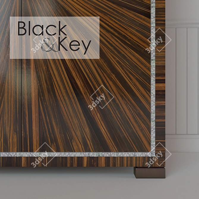 Sleek Black Key Radial Cabinet 3D model image 3