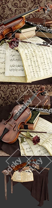 Harmonious Melodies: Violin & Clarinet 3D model image 2