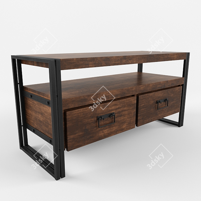 Rustic Wood and Iron Table 3D model image 1