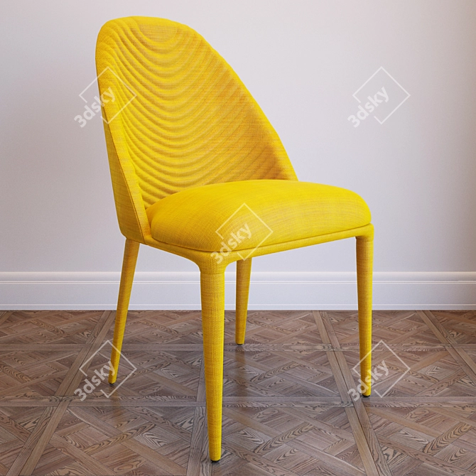 Vibrant Yellow Dining Chair 3D model image 1