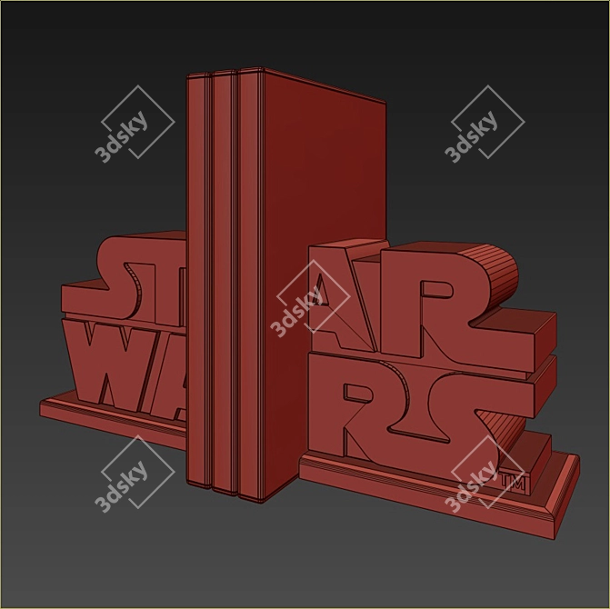 Gilded Star Wars Bookends: The Perfect Galactic Addition 3D model image 3